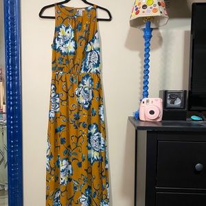 H&M Mustard Floral Halter Maxi Dress